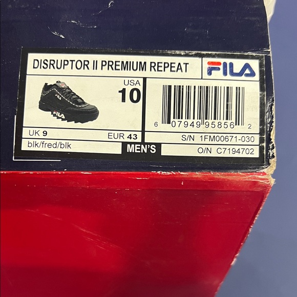 Fila Disruptor II Premium Repeat Sneakers - Black and Red - Picture 1 of 9